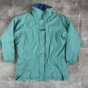 Women's Vintage 90's Patagonia Teal Blue Insulated Puffer Zip Parka Jacket Sz M